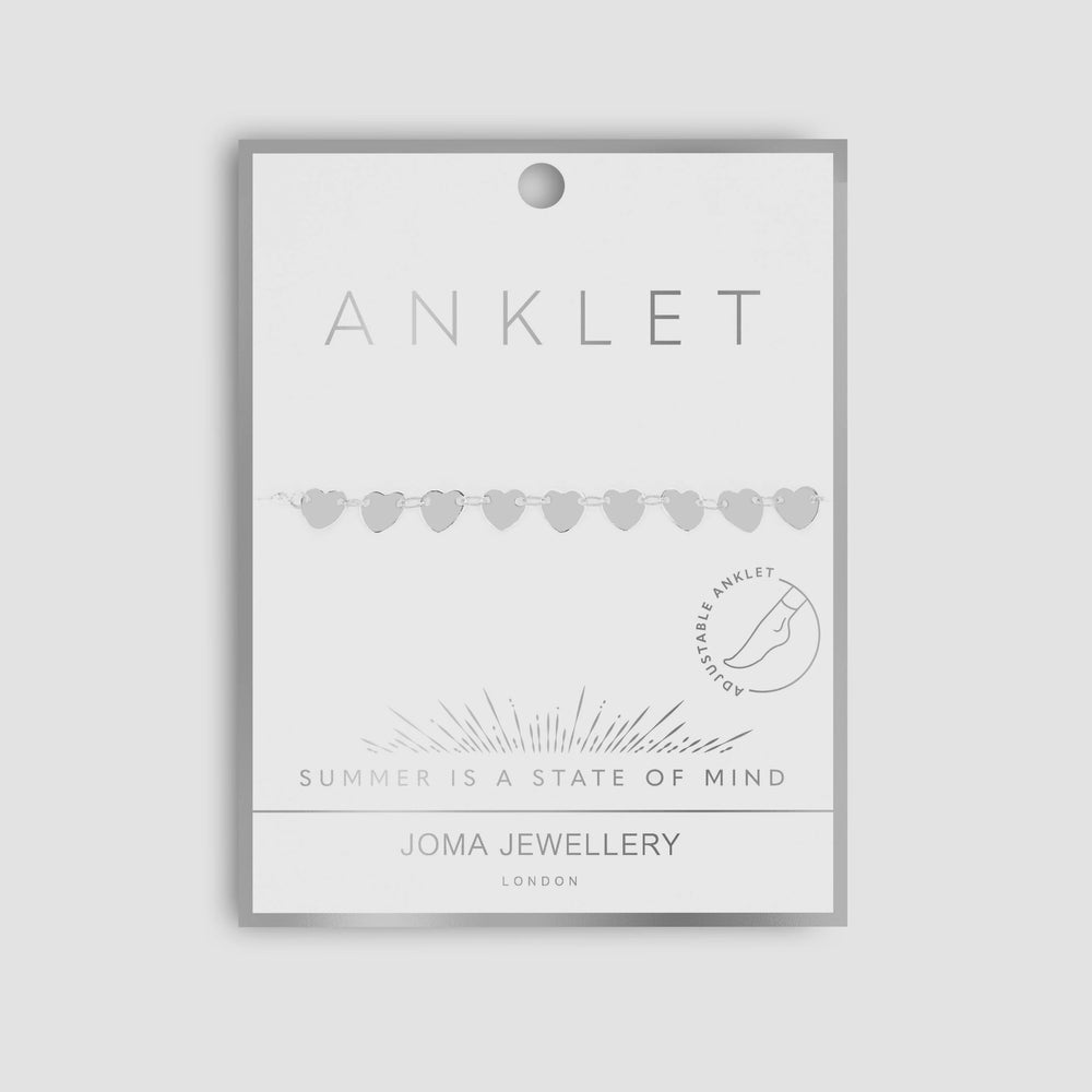 Joma Jewellery - Summer Heart Anklet - Silver