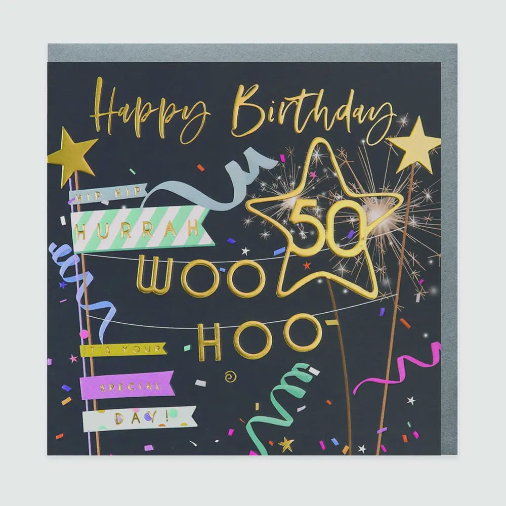 Belly Button Woo Hoo 50th Birthday Greetings Card