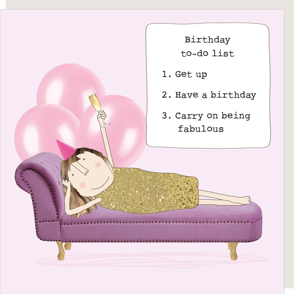 Rosie Made A Thing - Birthday To Do List Greetings Card