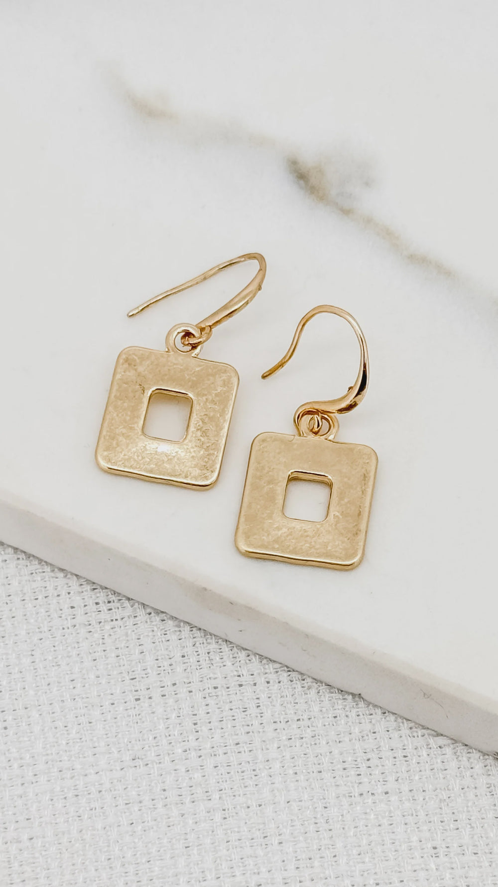 Cut Out Square Drop Earring - Gold