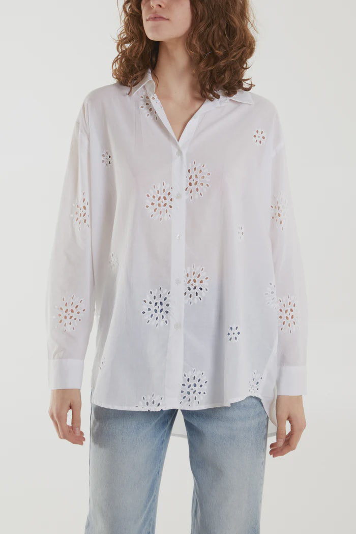 
                  
                    Embroidered Voile Shirt - Ivory
                  
                