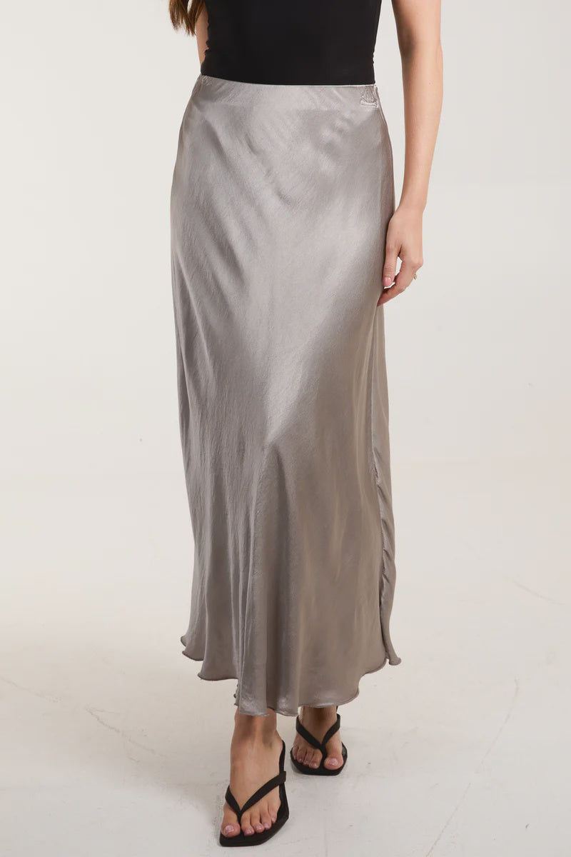 Mocha Mousse Linen Midi Skirt Set