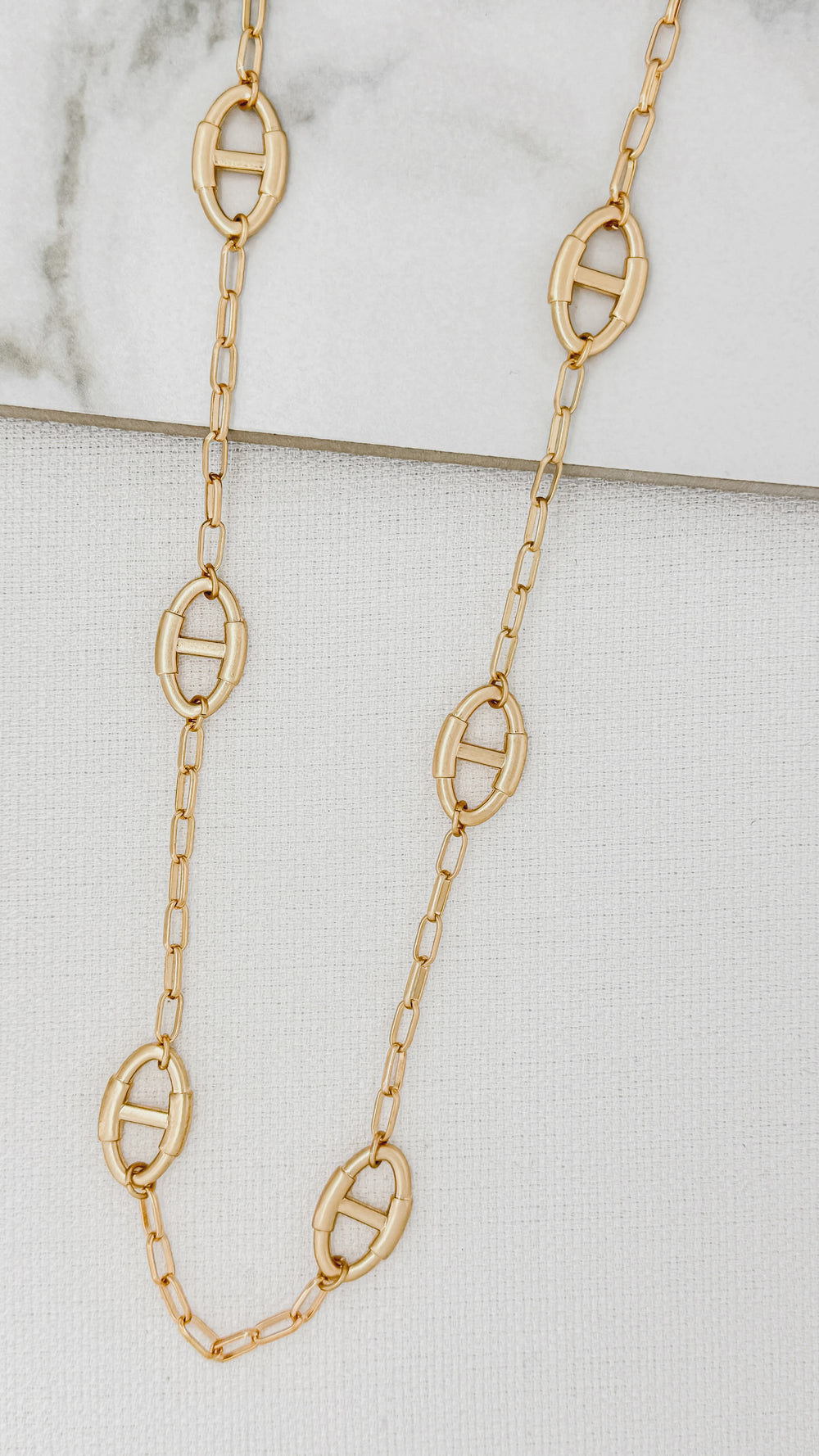 Long Oval Link Necklace - Gold