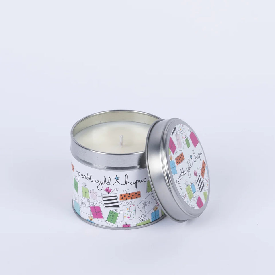 Scented Tin Candle - Penblwydd Hapus