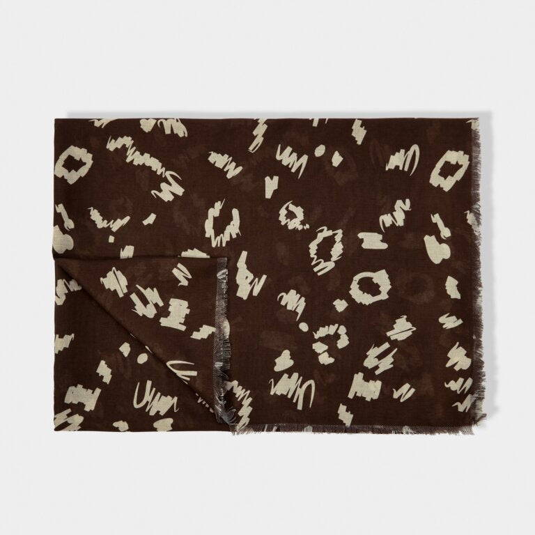 Katie Loxton Printed Scraf Leopard Dark Brown / Greige