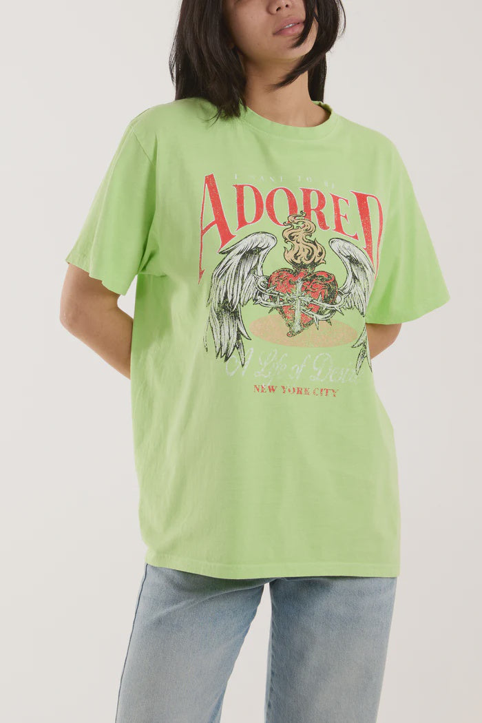 Adored Print T-Shirt - Lime