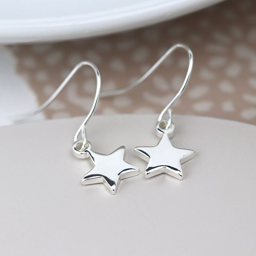 Silver Plated Star Drop Earrings