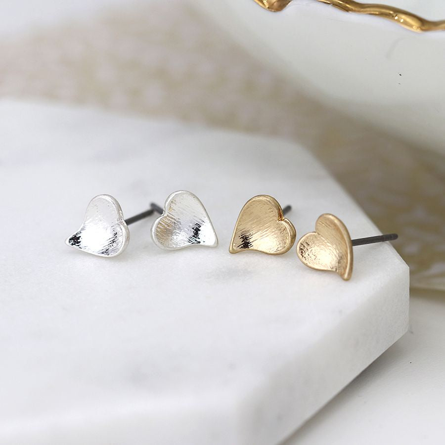 
                  
                    Silver & Gold Plated Heart Earrings Set
                  
                