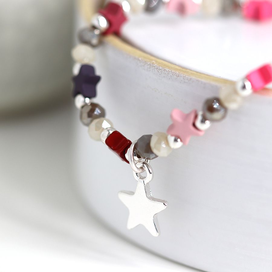 
                  
                    Pink Mix Bead & Silver Plated Star Bracelet
                  
                