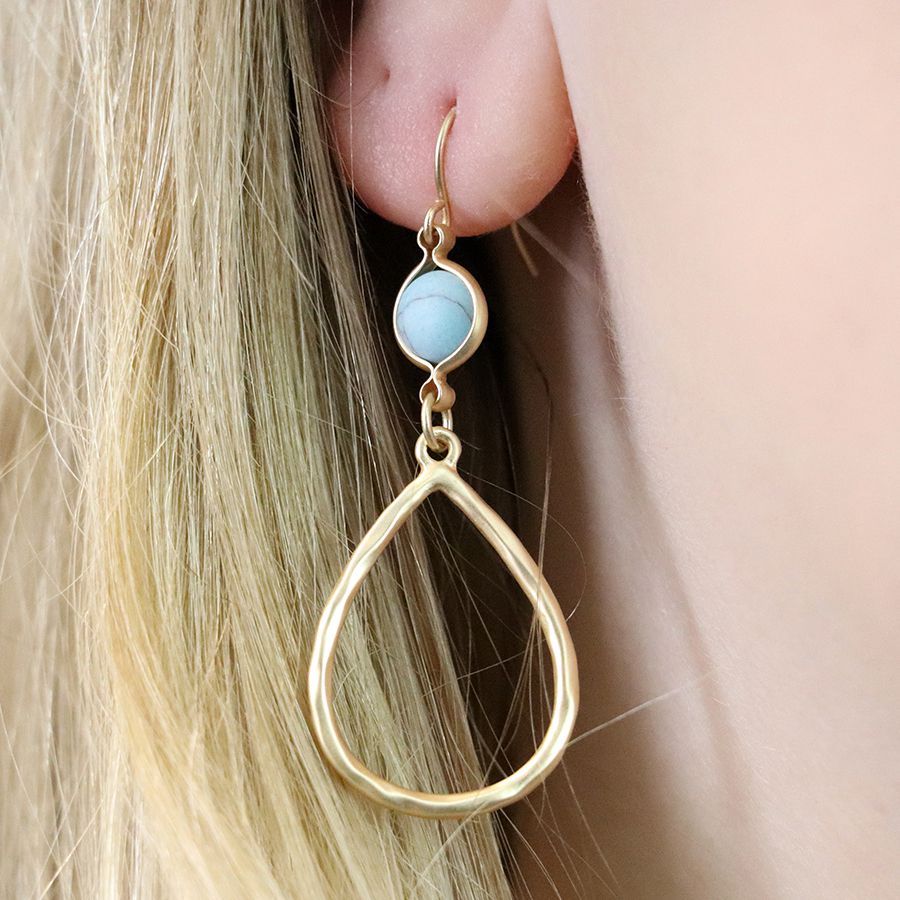 
                  
                    Golden Teardrop & Turquoise Earrings
                  
                
