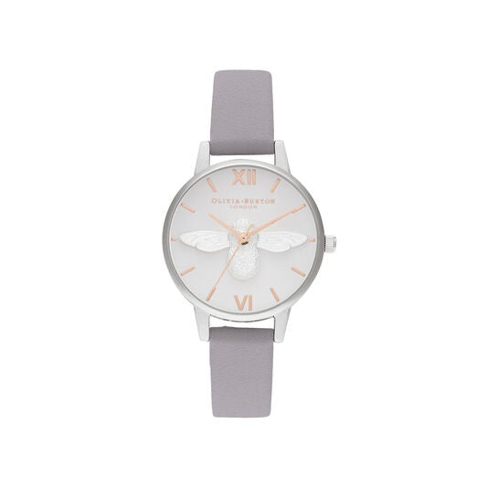 Grey Olivia Burton Bee Watches Olivia Burton Rose Grey Lucky Bee