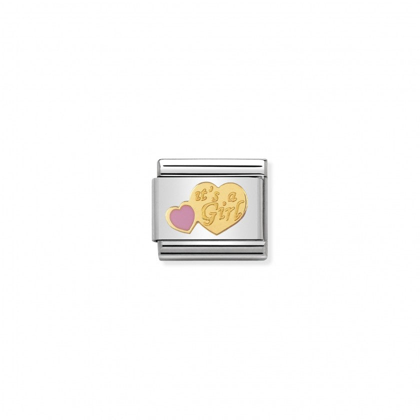 Nomination Classic Link Gold and Enamel It's a Girl Charm