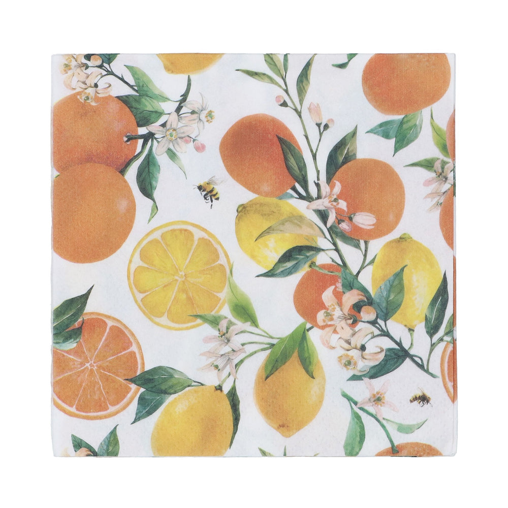 Gisela Graham Pack of 20 Paper Napkins - Oranges & Lemon