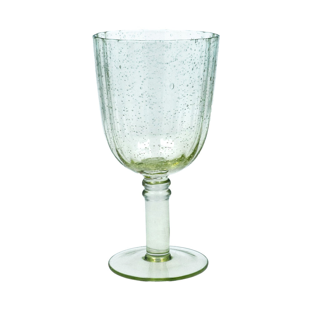 Gisela Graham Green Bubble Fluted Wine Glass