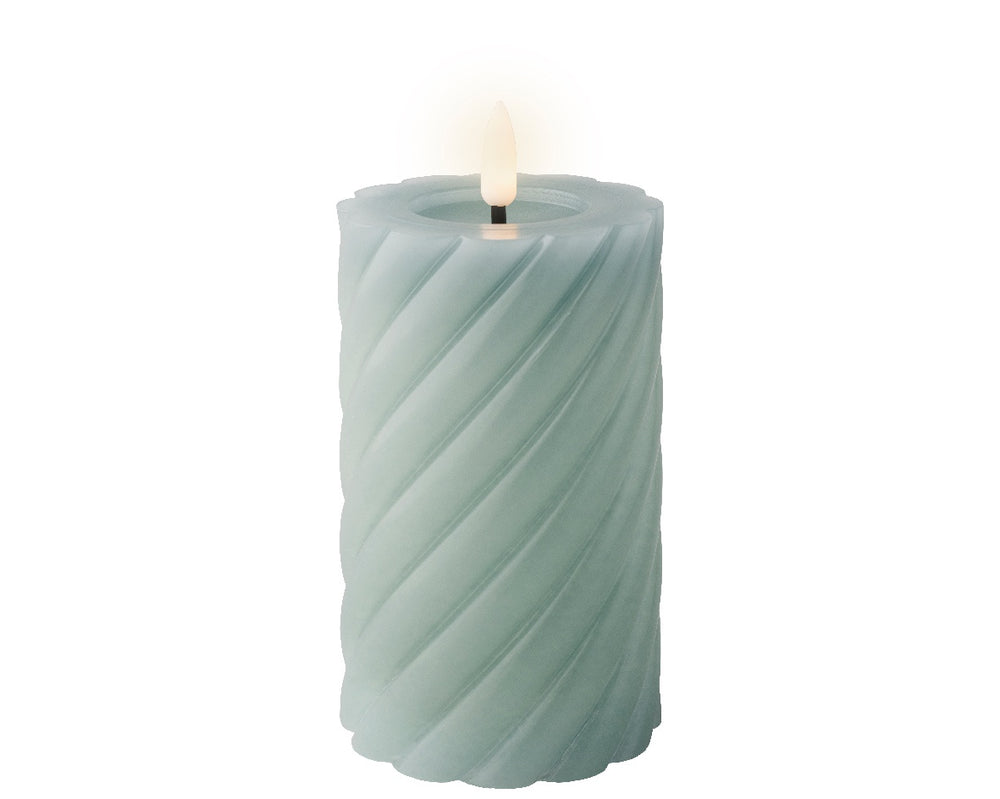 Blue Twisted Wax LED Candle - 15cm