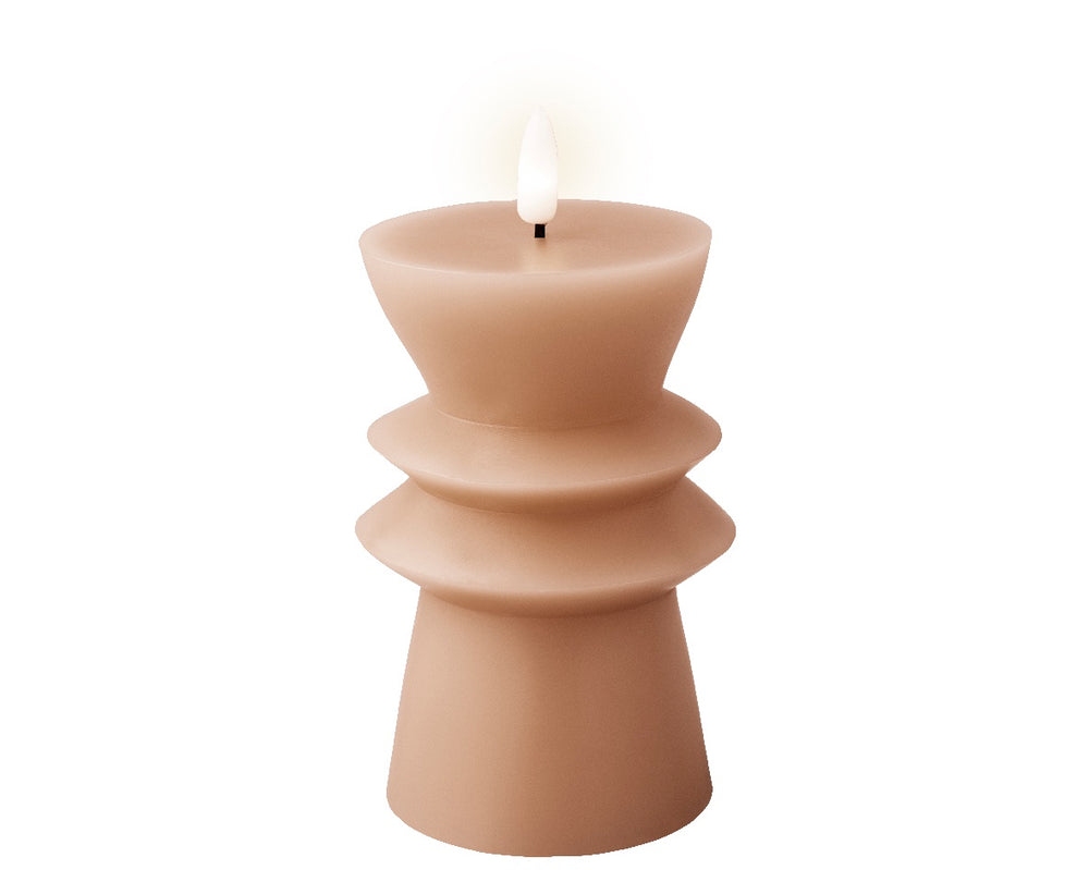 Light Pink Shaped Wax LED Candle - 15cm