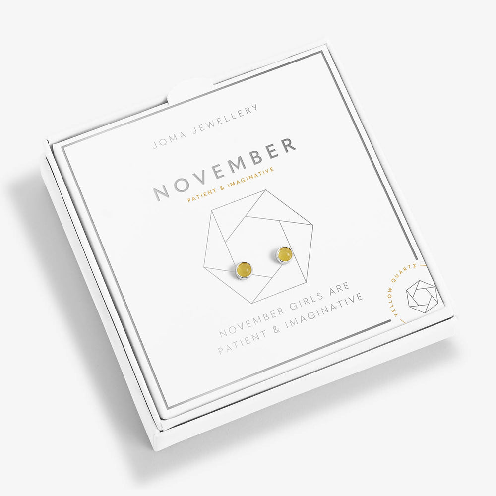 Joma A Little Beautifully Boxed Birthstone Earrings - November Yellow Quartz
