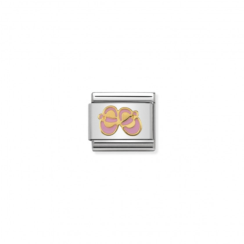 Nomination Classic Link Gold and Enamel Pink Baby Shoes Charm