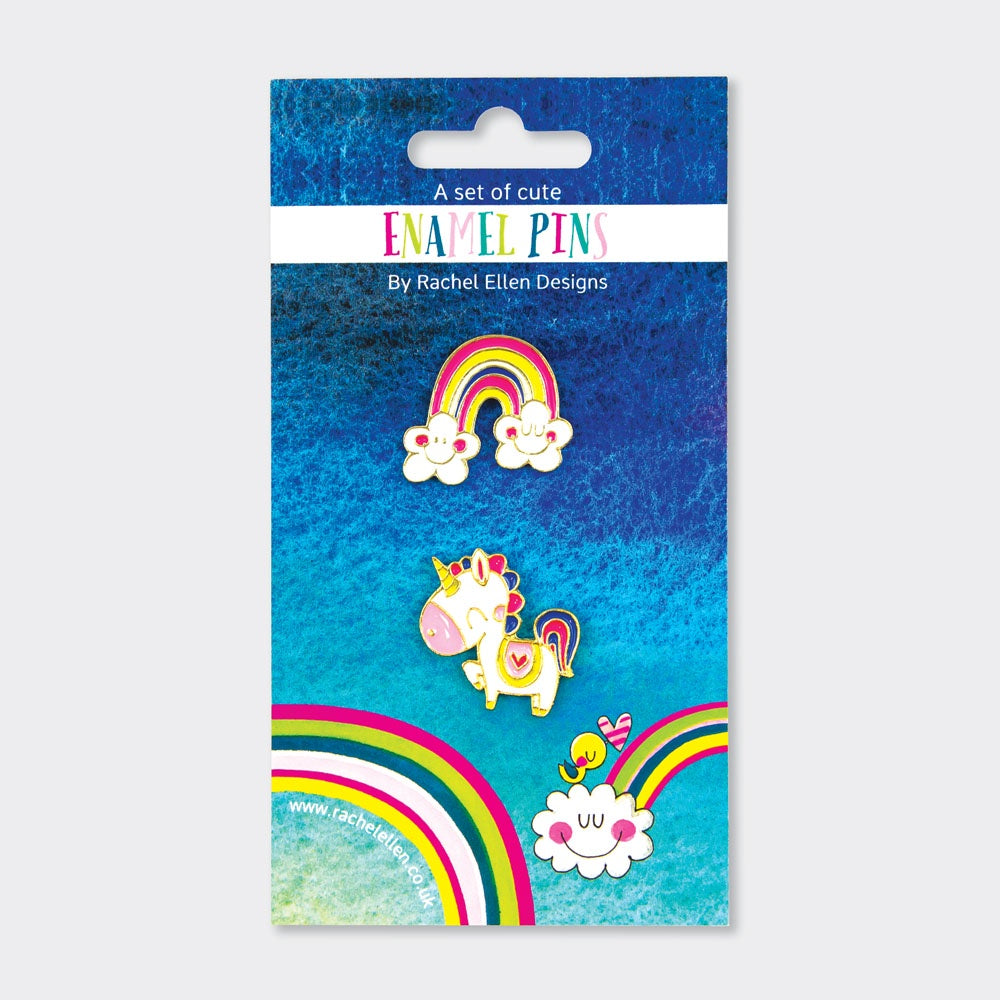 Enamel Pin Badge Set - Unicorn & Rainbow
