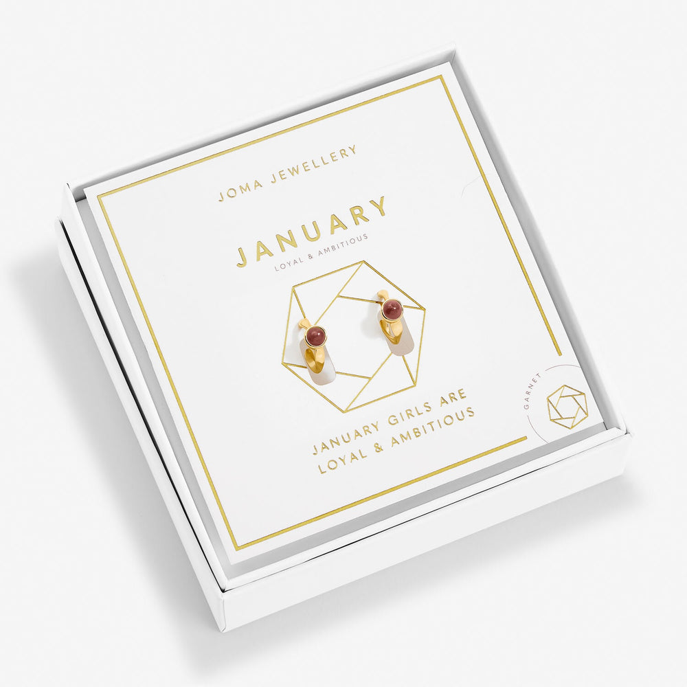 Joma Birthstone Gold Hoop Earrings - January