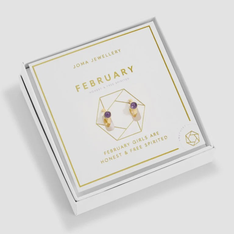 Joma Birthstone Gold Hoop Earrings - February