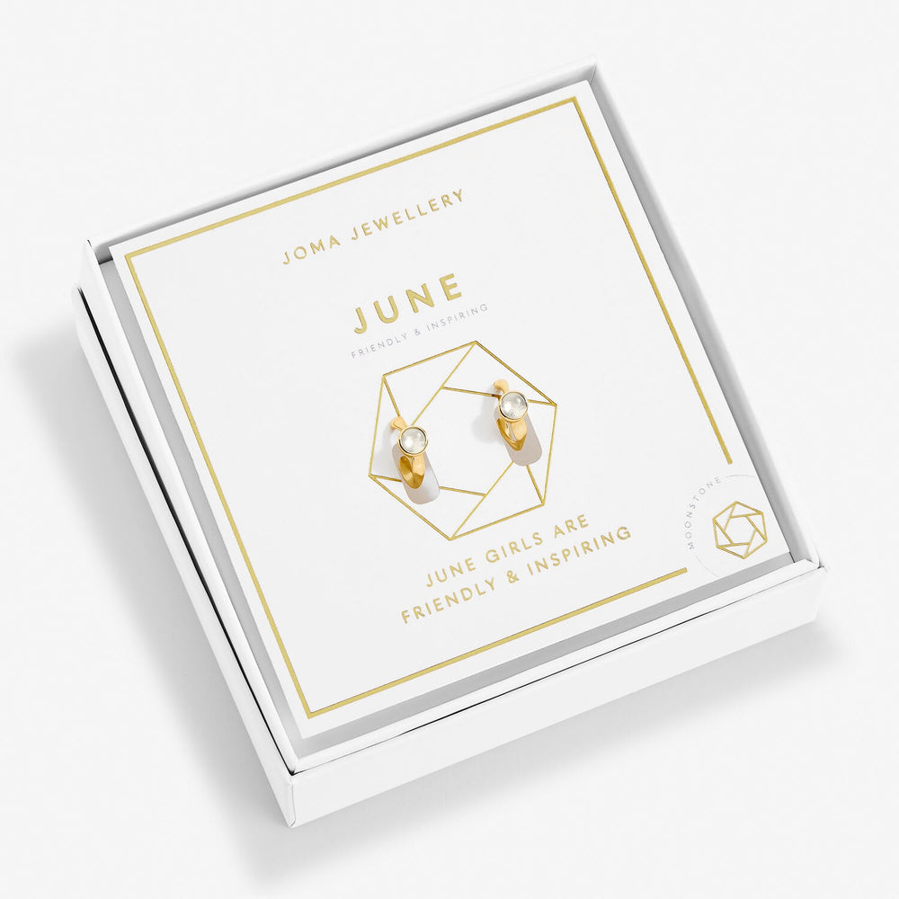 Joma Birthstone Gold Hoop Earrings - June