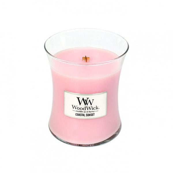 Woodwick Medium Candle - Coastal Sunset Scent With Crackling Wood Wick (Soy Wax Blend)