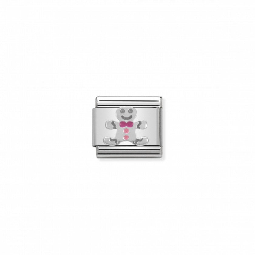 Nomination Classic Link Silver and Enamel Christmas Gingerbread Man