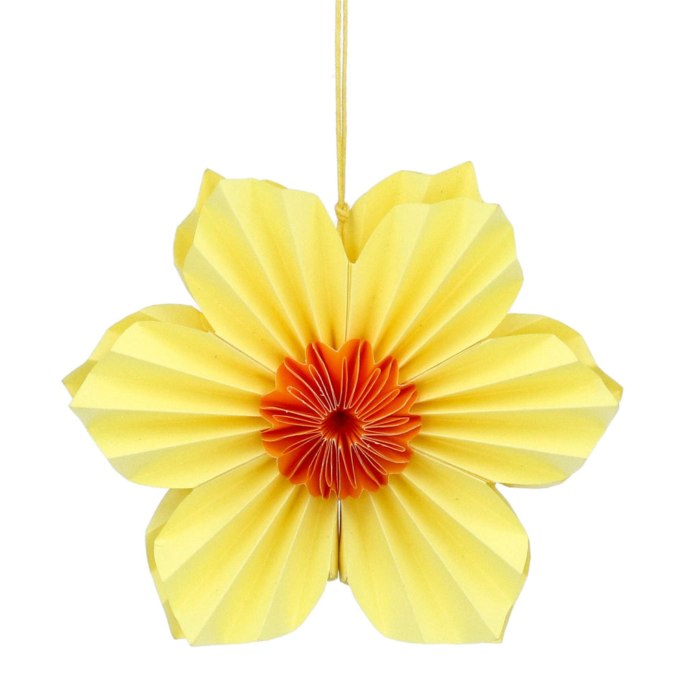Gisela Graham Paper Decoration - Yellow Six Petal Flower