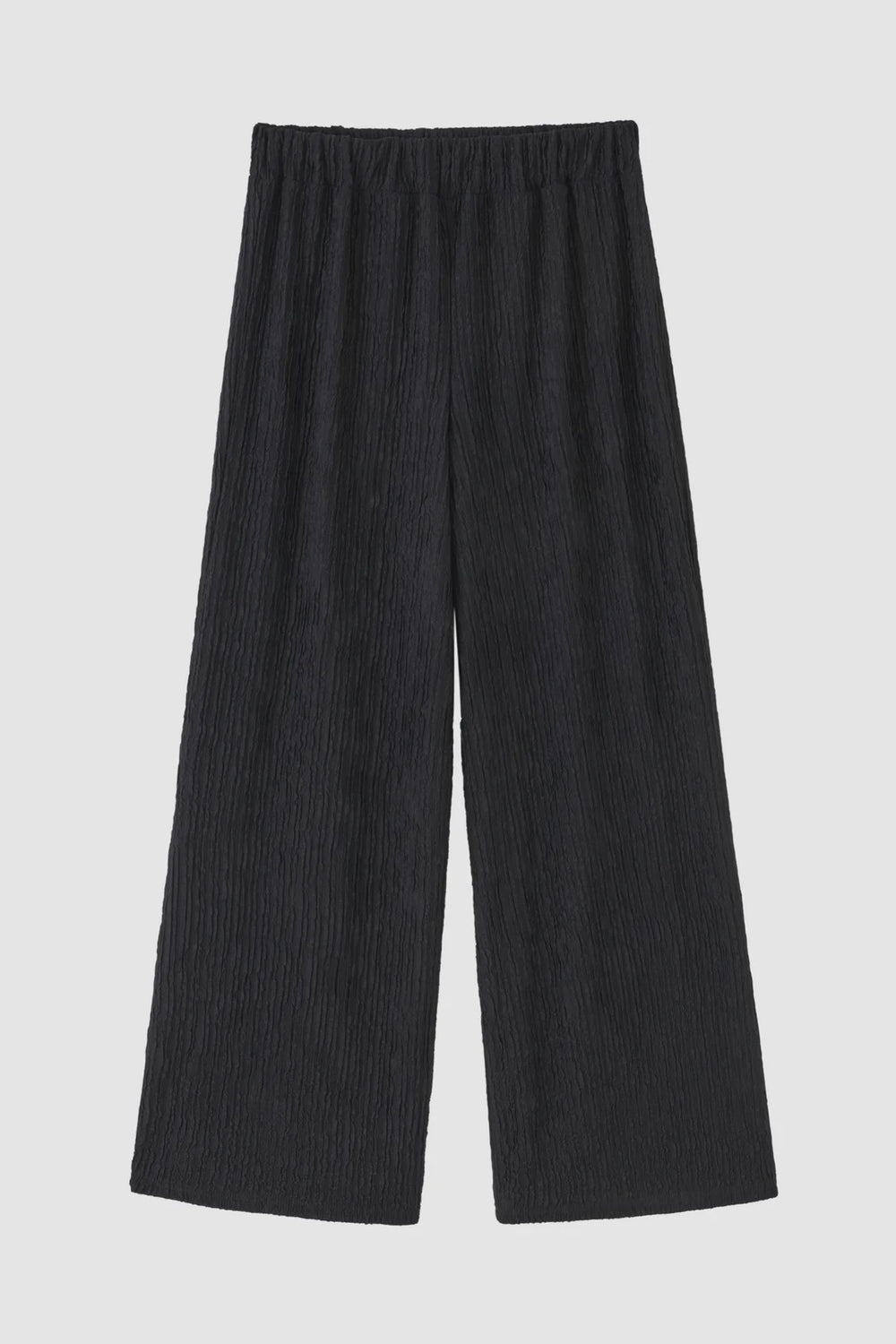 Textured Wide Leg Trousers - Black