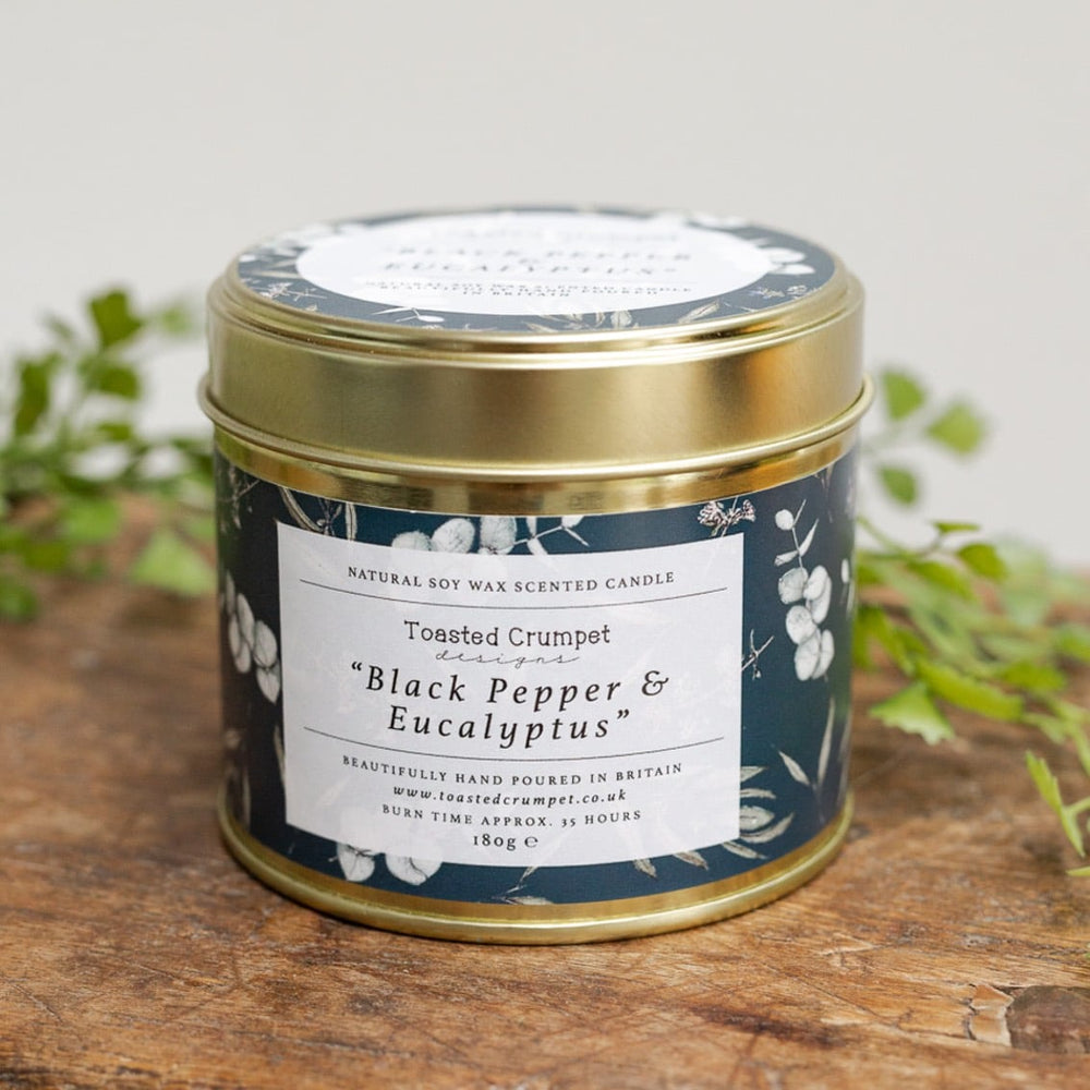 Toasted Crumpet Candle Tin - Black Pepper & Eucalyptus