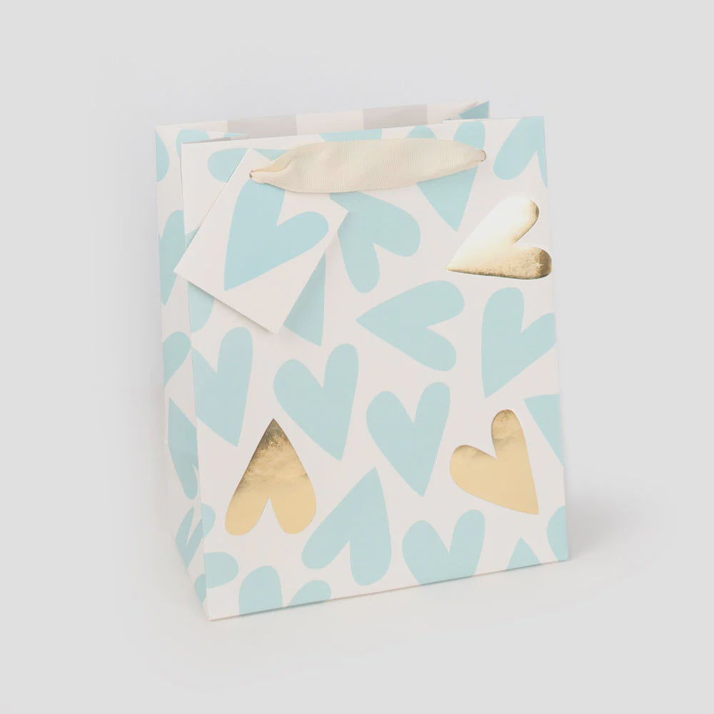 Caroline Gardner Medium Gift Bag - Baby Boy Hearts