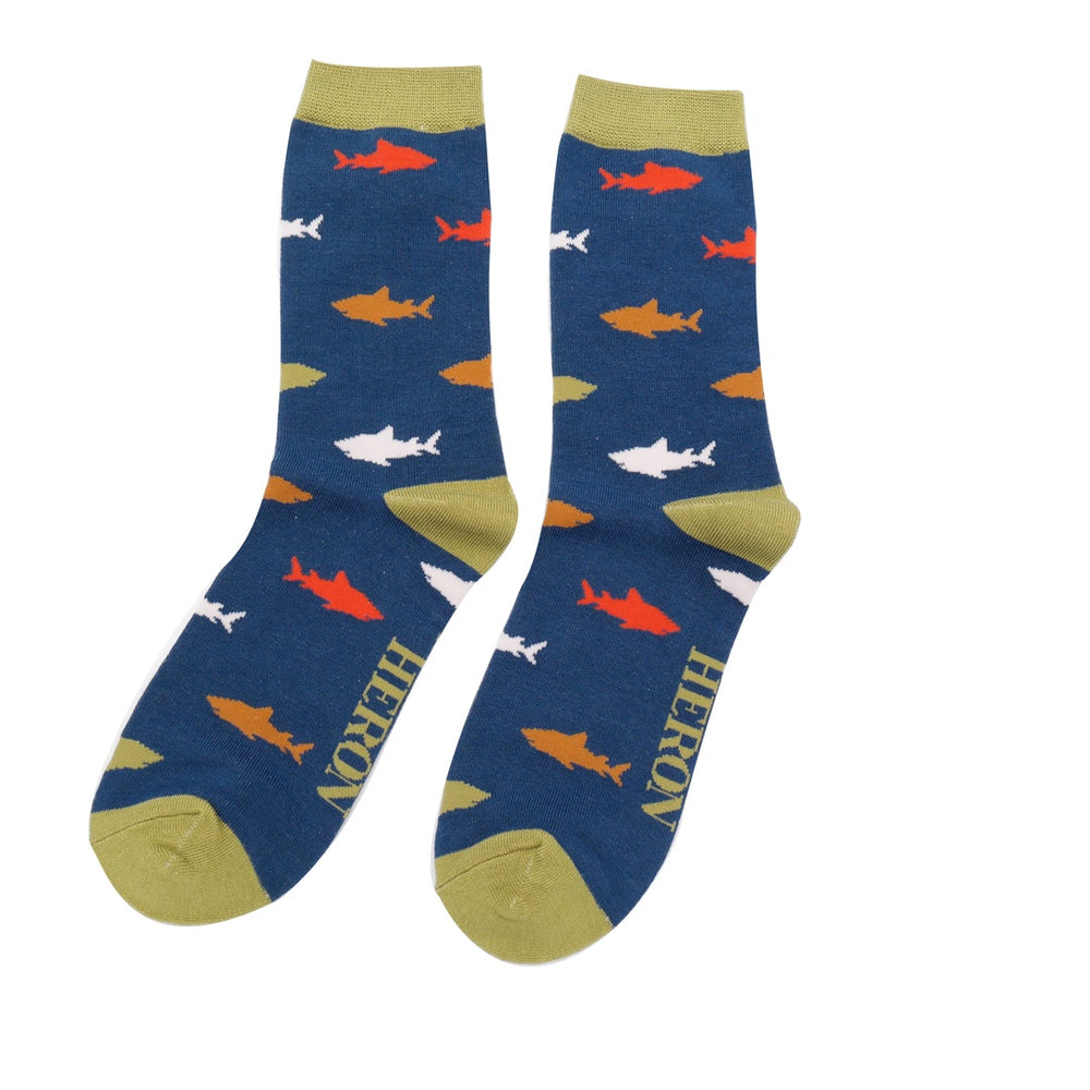 Mr Heron Sharks Socks - Navy