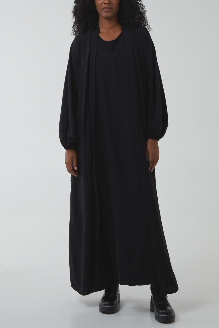 Maxi Kimono & Dress Set - Black