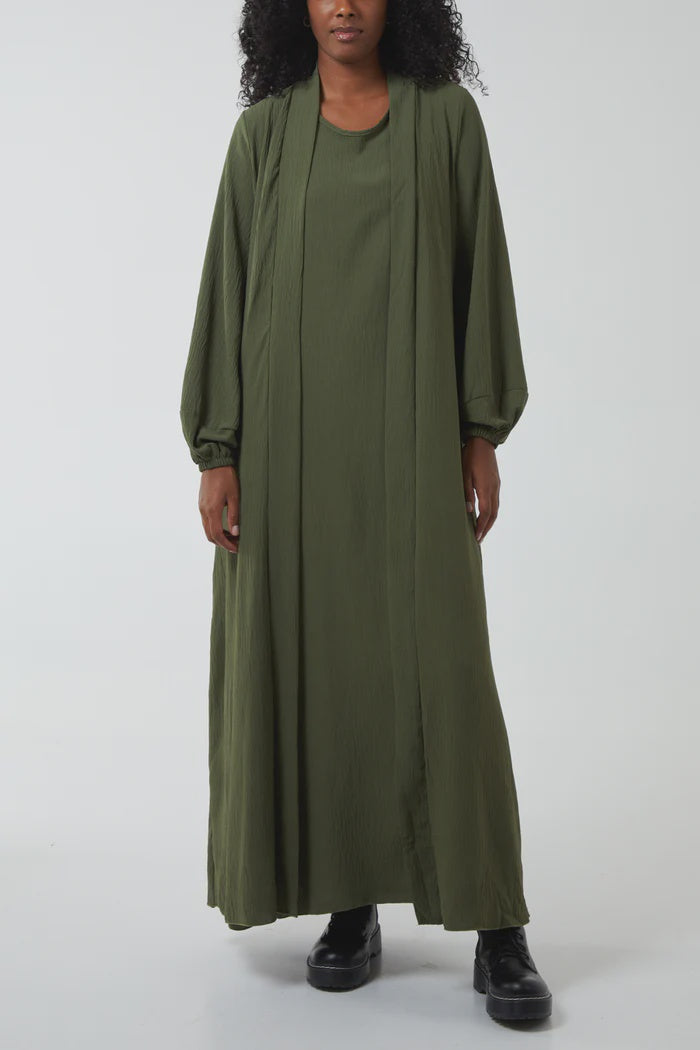 Maxi Kimono & Dress Set - Khaki