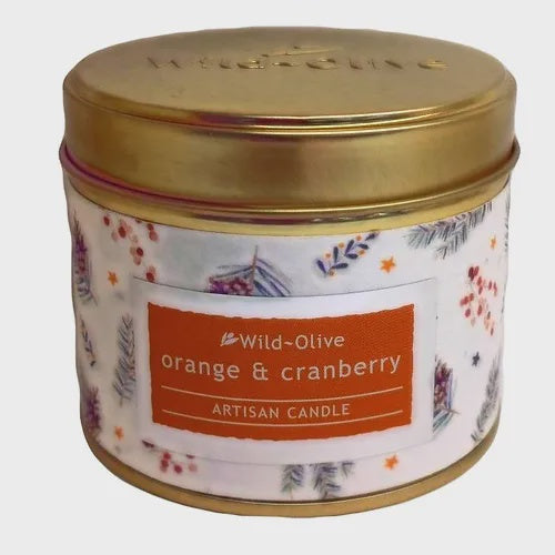 Wild Olive Artisan Candle - Orange & Cranberry