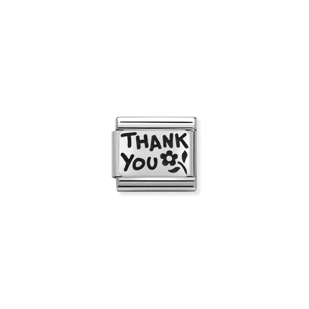 Nomination Classic Link Oxidized Silver Thank You Charm