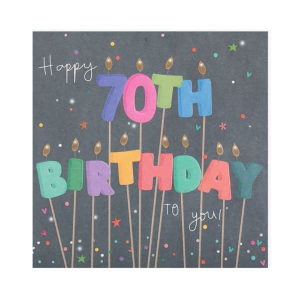 Happy 70th Birthday Candles Greetings Card