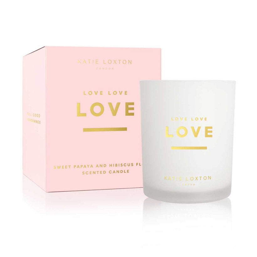 Katie Loxton Sentiment Candle - Love Love Love - Sweet Papaya & Hibiscus Flower