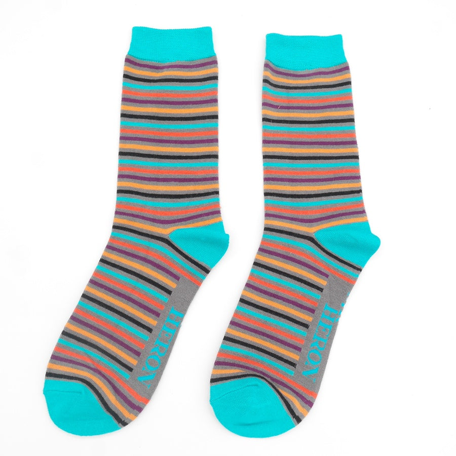 Mr Heron Vibrant Striped Socks - Grey