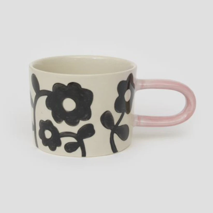 Caroline Gardner Mono Floral Ceramic Mug