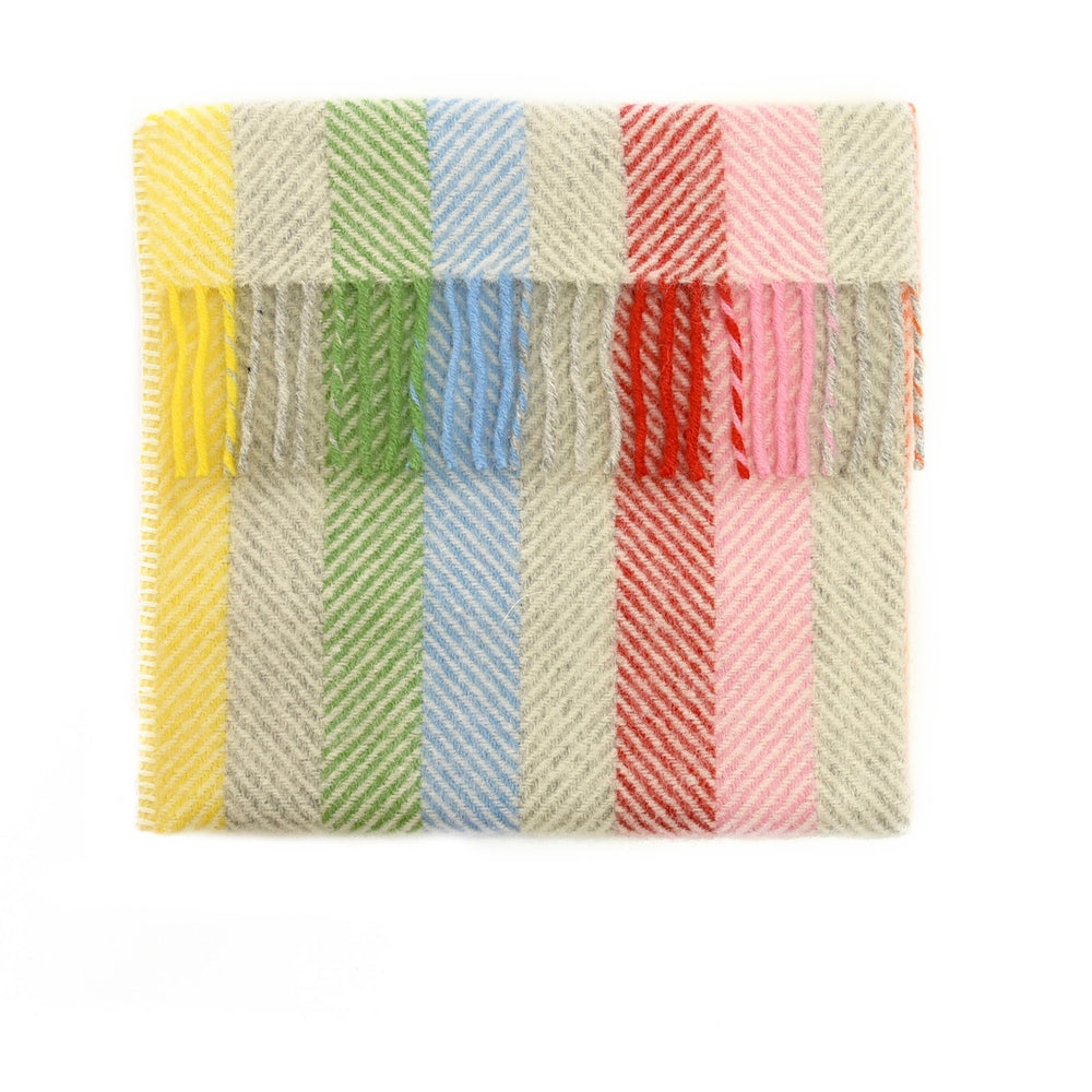 Tweedmill Pram Blanket - Rainbow Grey Stripe