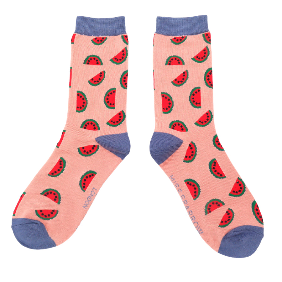 Miss Sparrow Ladies Socks Watermelons - Pink