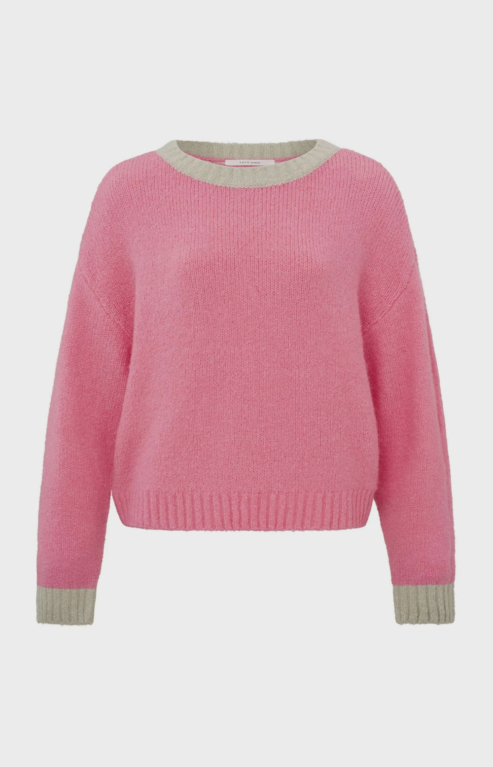 YAYA  Round Neck  Dropped Shoulder Sweater Morning Glory Pink