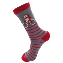Mr Herron - Socks - Cycling Hedgehog - Grey