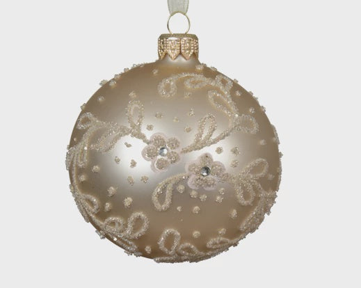 Matt Gold Glass Flower Bauble