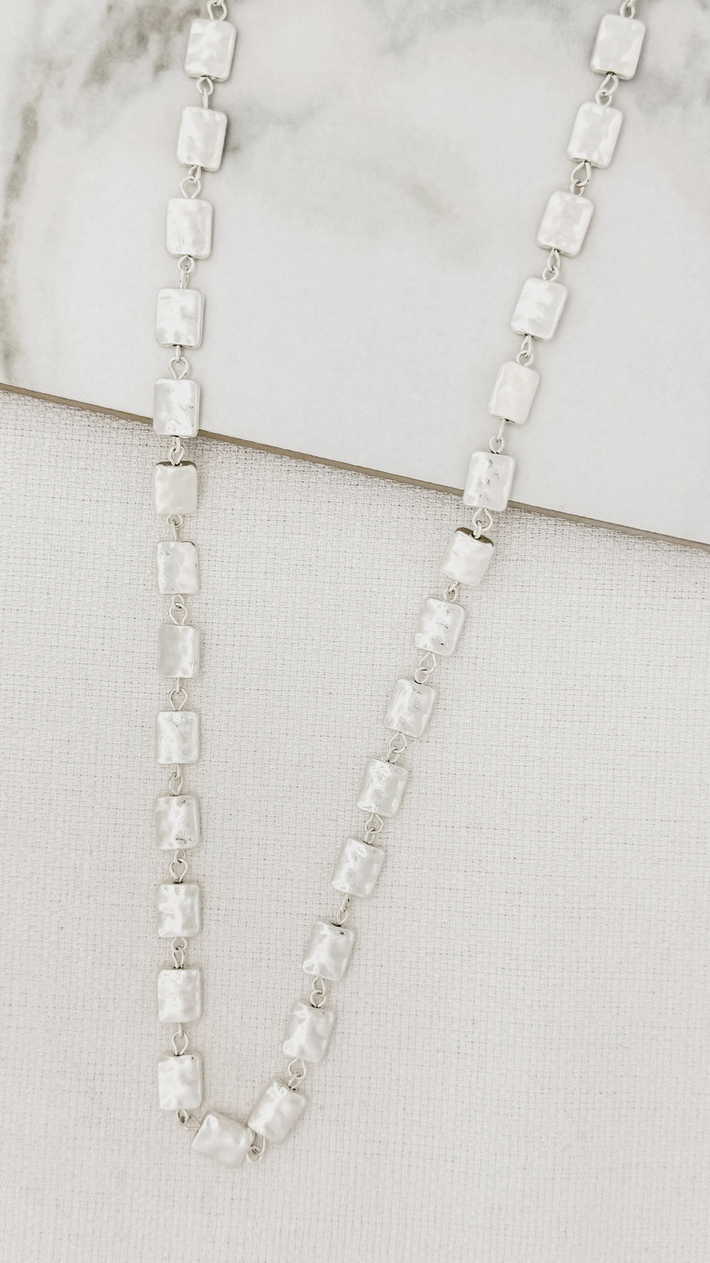 Long Silver Cube Necklace