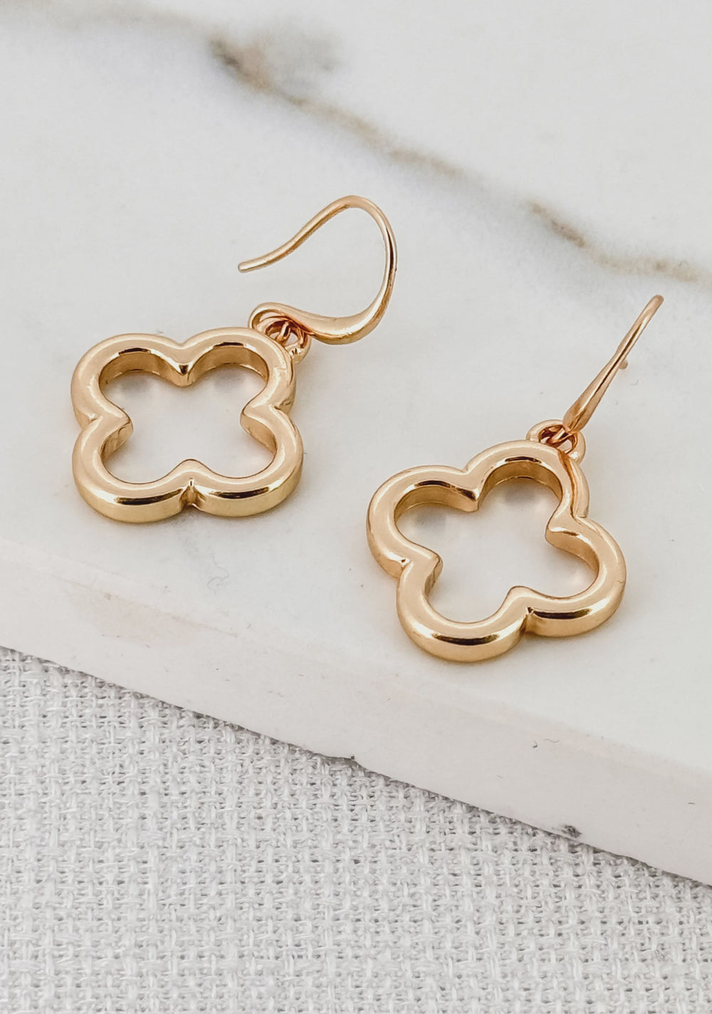 Cut Out Clover Earrings - Gold
