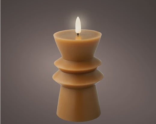 Brown Shaped Wax LED Candle - 15cm