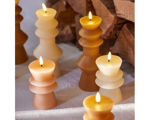 Brown Shaped Wax LED Candle - 15cm